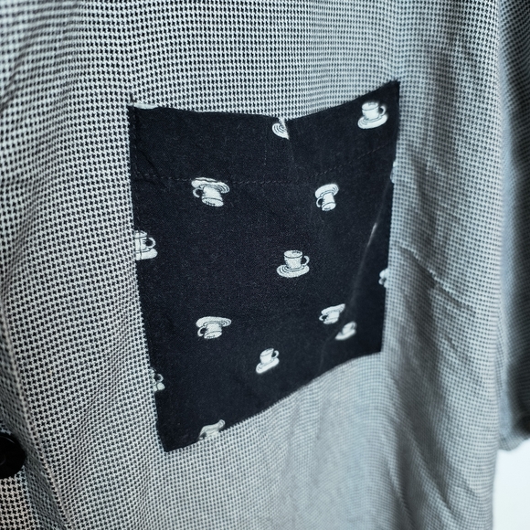 Vintage Retro Groovy Penny Lane Graphic Button Up Checkered Print L Coffee Print - Picture 3 of 10